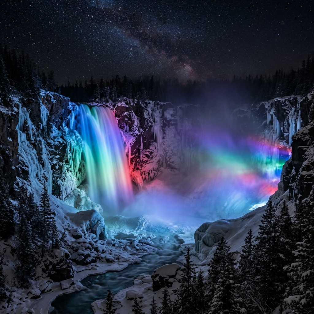 Falls illumination at night